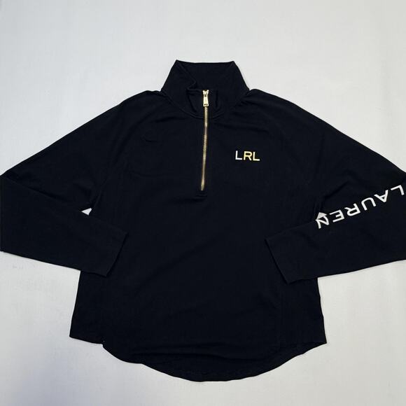 Lauren Ralph Lauren Shirt Womens Medium Black Quarter Zip Logo Pullover - Picture 4 of 9